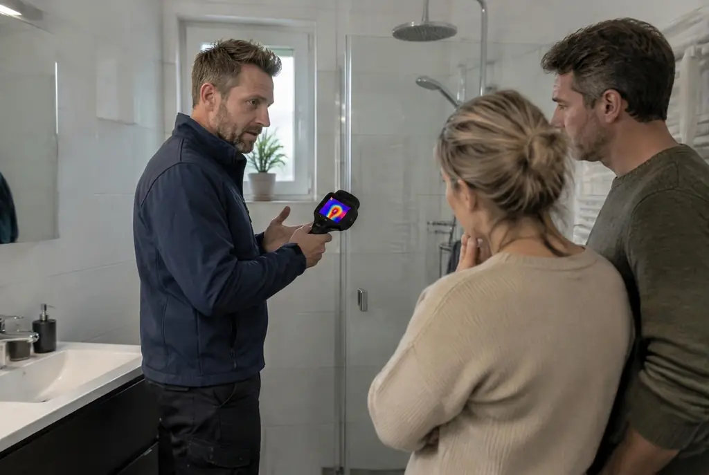 Lekdetectie Houten – specialist legt bevindingen uit aan bewoner